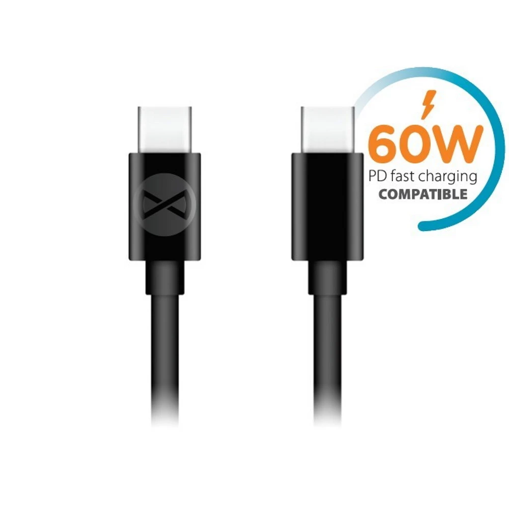 Forever USB-C – USB-C laidas 1,0 m 60W juodas