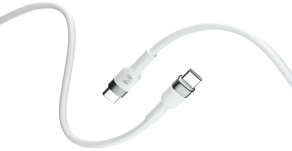 Forever Flexible laidas USB-C – USB-C 2,0 m 100W baltas