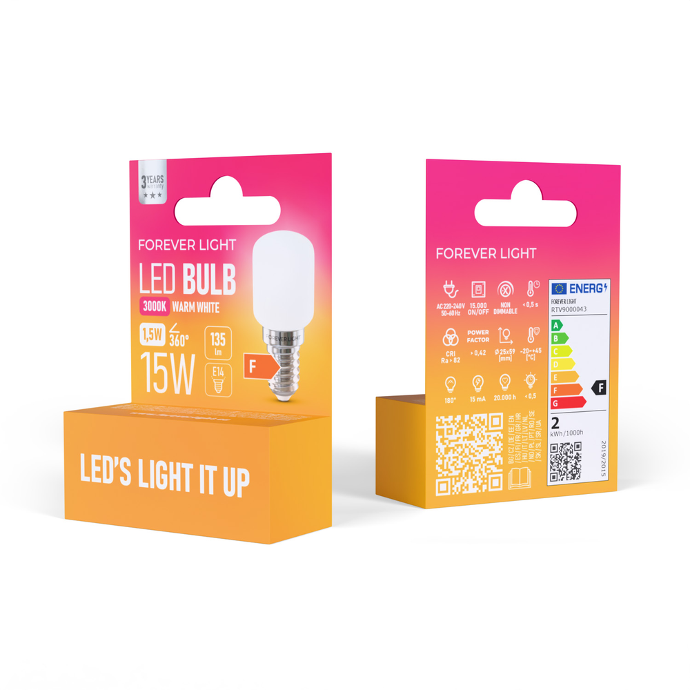 Telforceone Forever Light LED Bulb E14 T26 1.5W 135lm 3000K class F