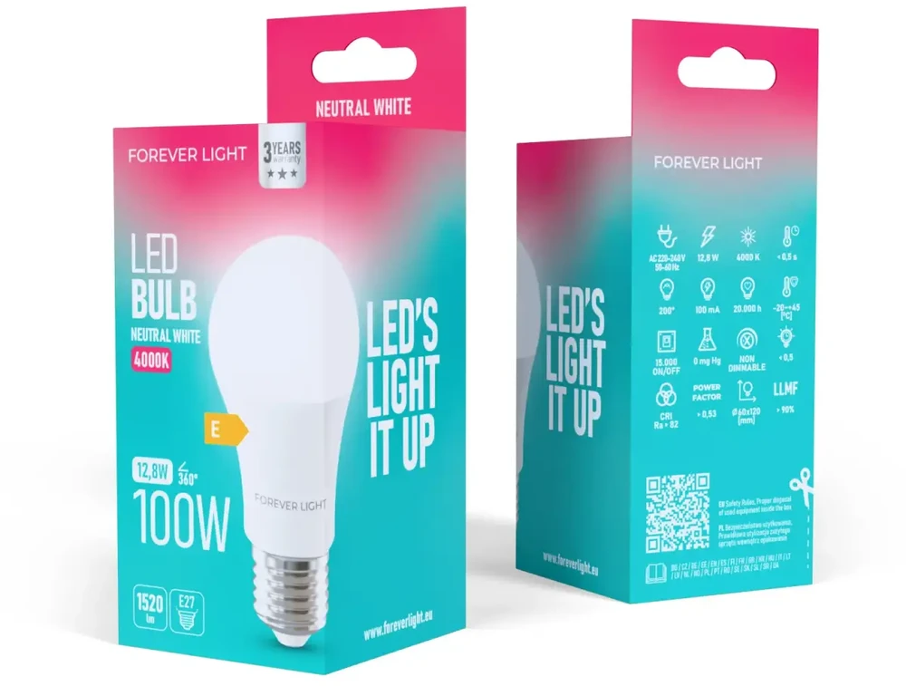 Eko Light Telforceone Forever Light LED Bulb E27 A60 12.8W 1520lm 4000K class E