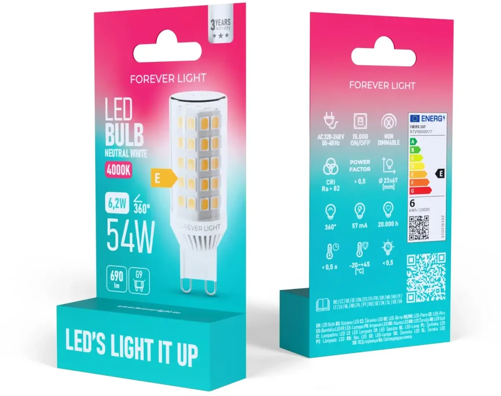Telforceone Forever Light LED lemputė G9 6.2W 690lm 4000K keramikinė E klasė