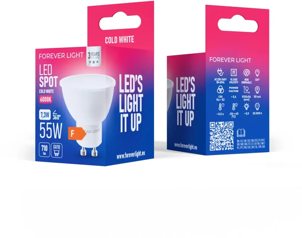 „Telforceone Forever Light“ LED lemputė GU10 7,3 W 710 lm 6000 K, F klasė