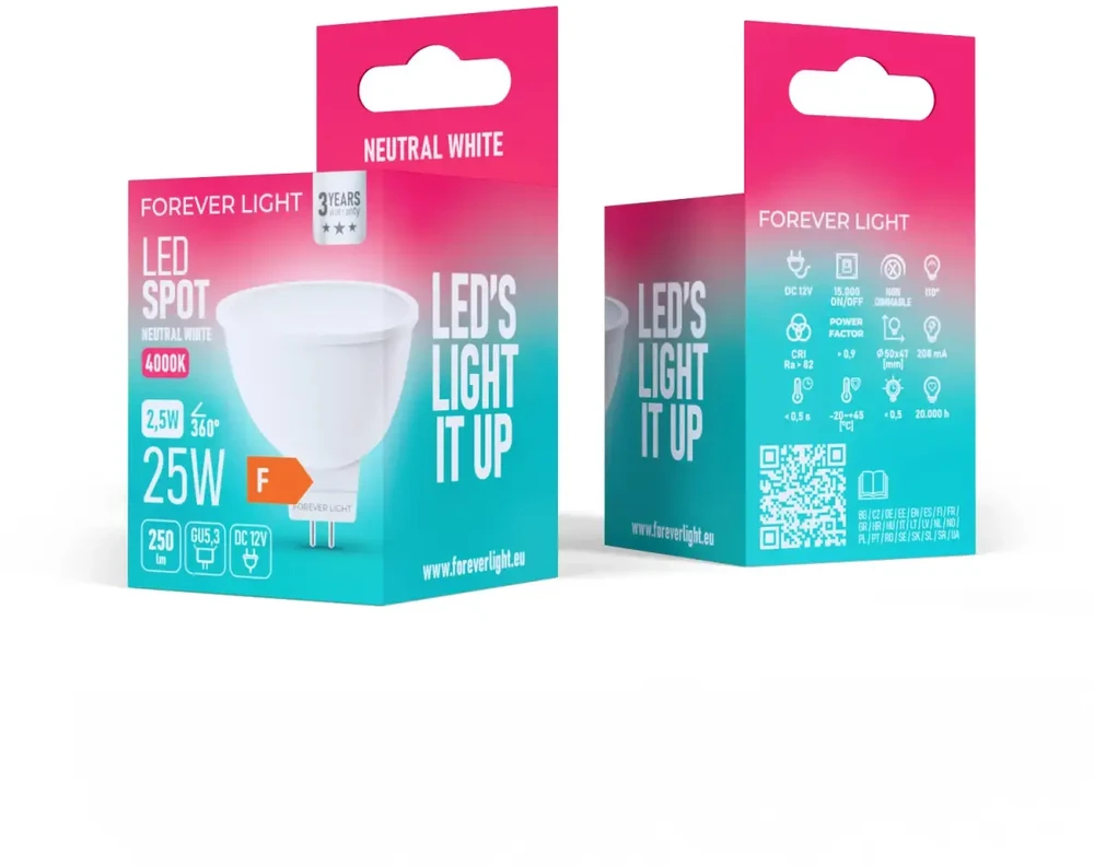 „Telforceone Forever Light“ LED lemputė GU5,3 MR16 2,5 W 250 lm 4000 K 12 V F klasė