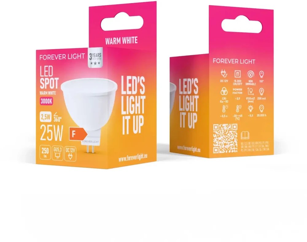 „Telforceone Forever Light“ LED lemputė GU5,3 MR16 2,5 W 250 lm 3000 K 12 V F klasė