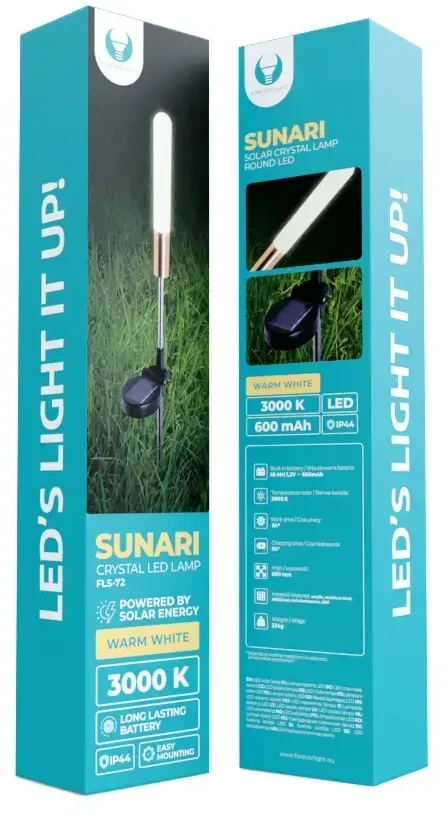 SUNARI saulės lempa LED FLS-72 apvali krištolinė lempa 3000K 600mAh 0,72Wh Ni-MH Forever Light