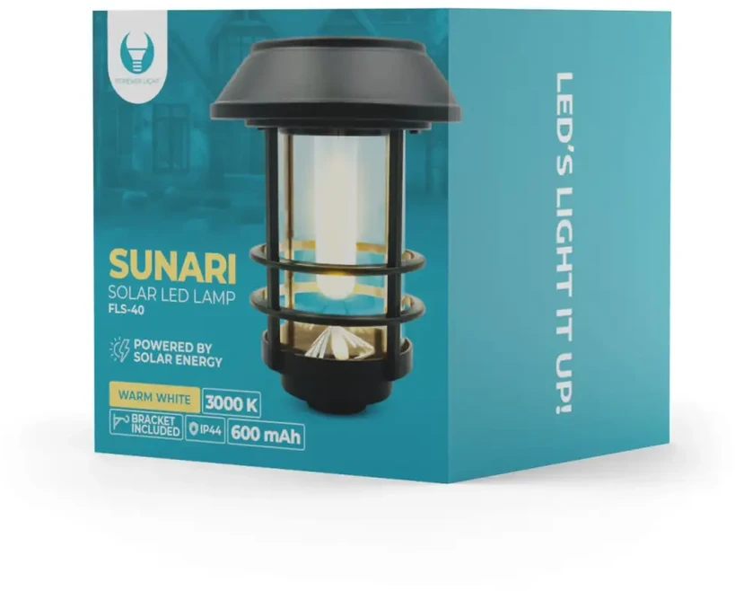 Telforceone Forever Light saulės energija varomas LED žibintas SUNARI FLS-40 juodas