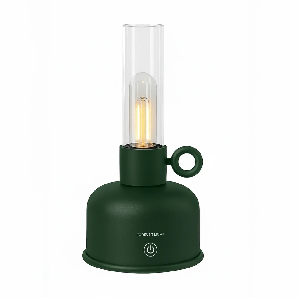 Telforceone Forever Light Vintage Petroleum LED lempa FLR-04 butelis Žalias