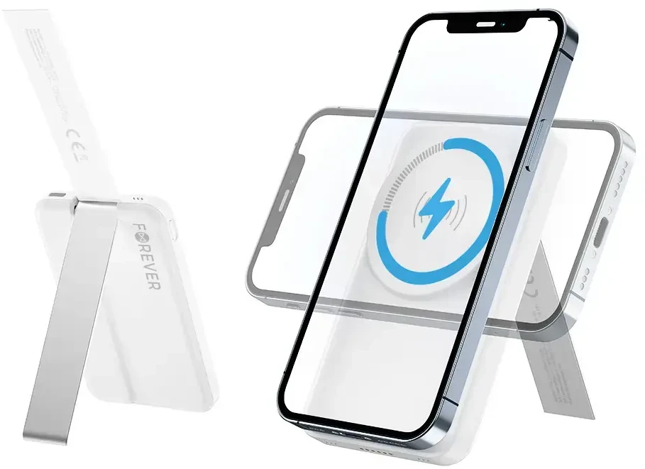 Forever MACS-100 magnetinis belaidis įkroviklis su power bank baltos spalvos 5in1