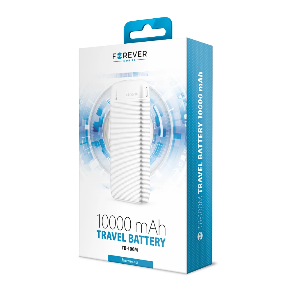 Forever power bank TB-100M 10000 mAh baltos spalvos