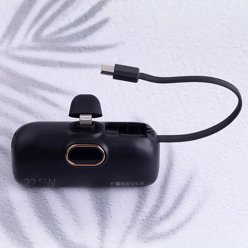 Telforceone Forever mini power bank MTB-100 22.5W 5000 mAh Lightning juodos spalvos