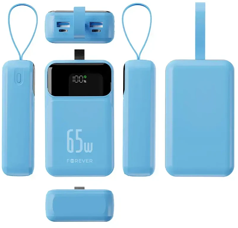 Forever išorinė baterija Vibe-TB65 PD QC 65W 20000 mAh žydra