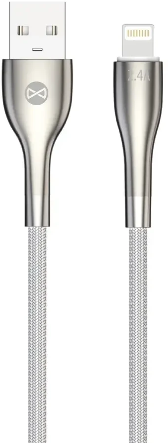 „Forever Sleek“ laidas USB – „Lightning“ 1,0 m 2.4A baltas