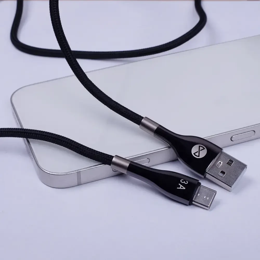 Forever Sleek USB – USB-C laidas 1,0 m 3A juodas
