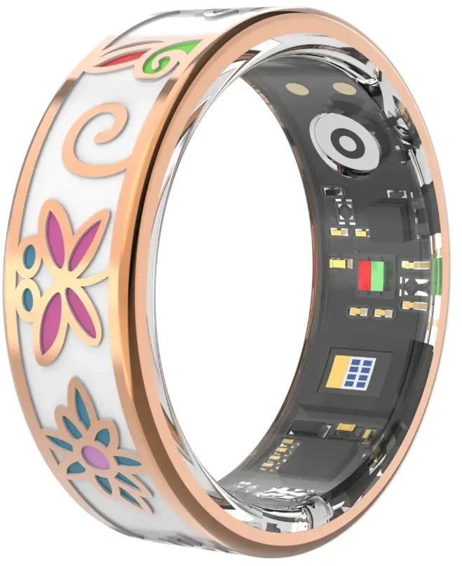 Išmanusis laikrodis „Forever Smartring Botanical SR-101“ rožinio aukso spalvos, 10 dydis