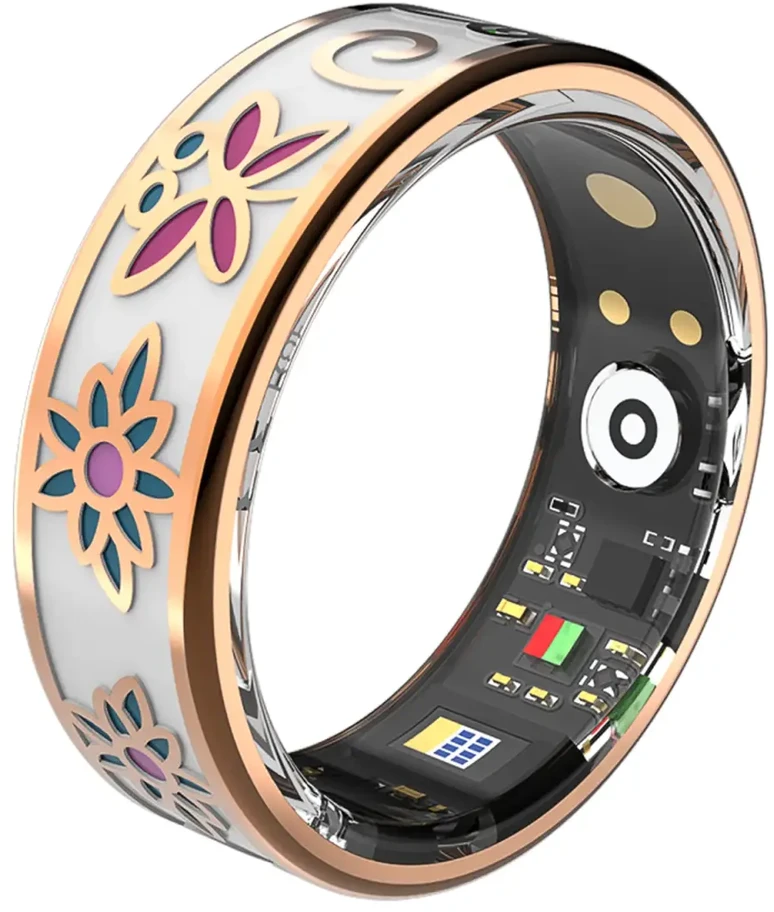 Išmanusis laikrodis „Forever Smartring Botanical SR-101“ rožinio aukso spalvos, 10 dydis