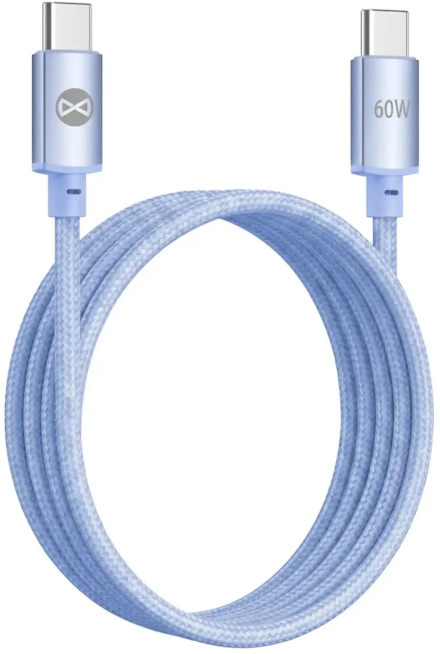 Telforceone Forever Vibe cable USB-C - USB-C 1,0 m 60W sky mėlynas