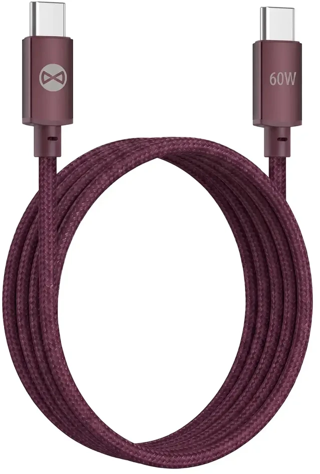 Forever Vibe laidas USB-C – USB-C 1,0 m 60W bordo spalvos