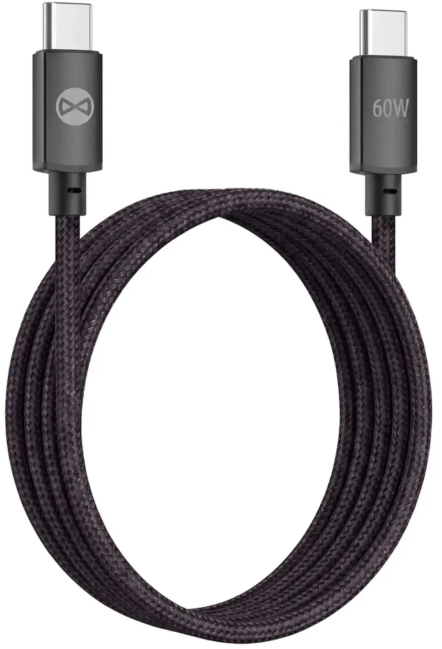 Forever Vibe laidas USB-C – USB-C 1,0 m 60W tamsiai pilkas