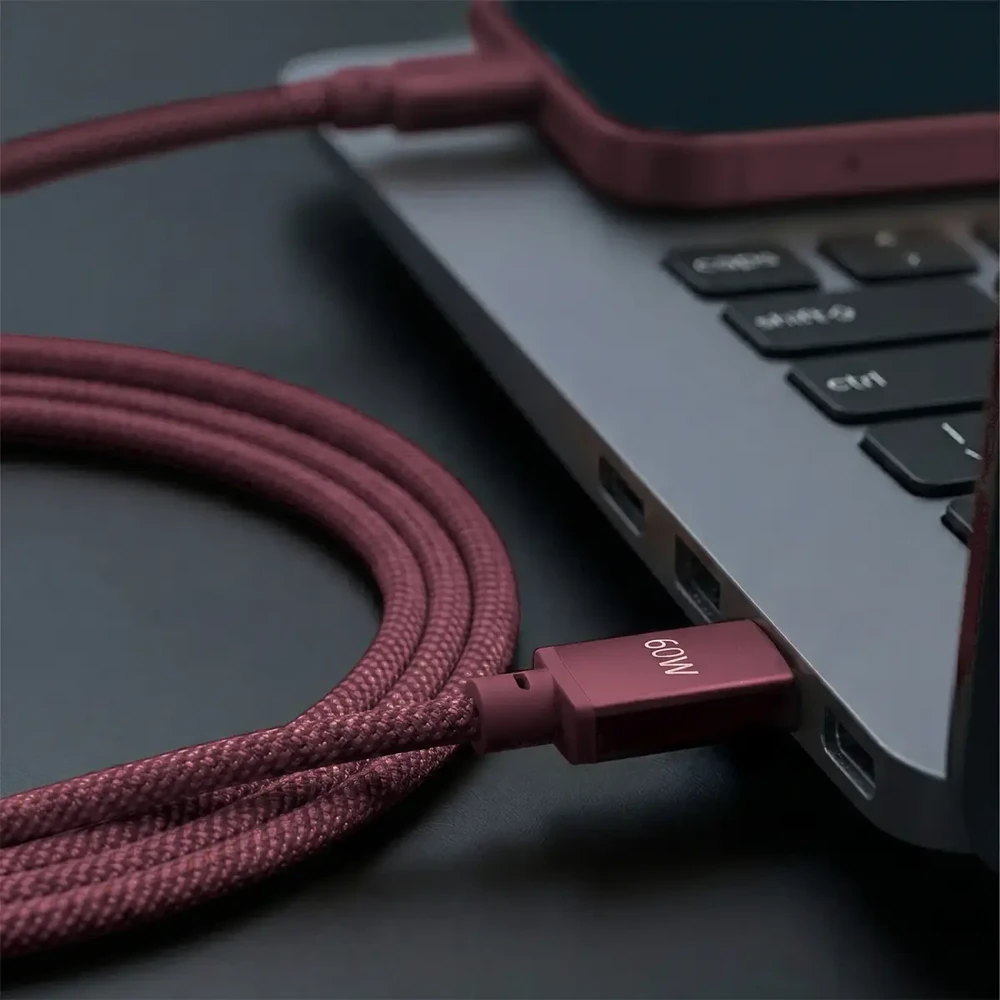 Forever Vibe laidas USB-C – USB-C 1,0 m 60W bordo spalvos