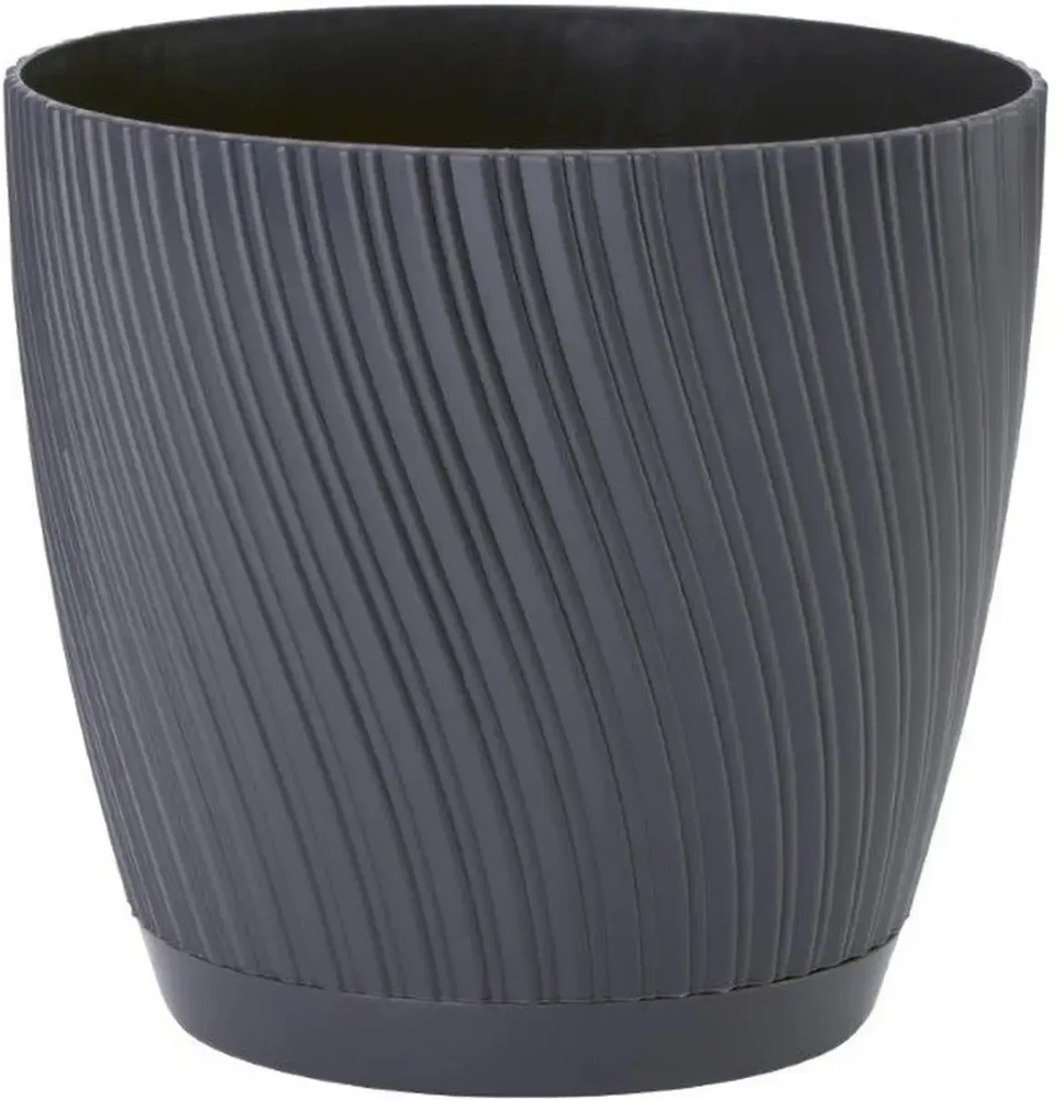 FORM PLASTIC Gėlių vazonas Mika su padėklu 19 cm, juodas