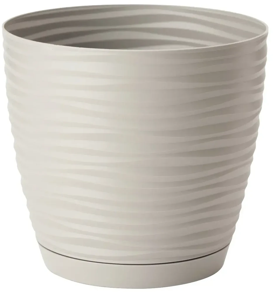 FORM PLASTIC Gėlių vazonas SAHARA su padėklu 19 cm, tamsiai pilkas