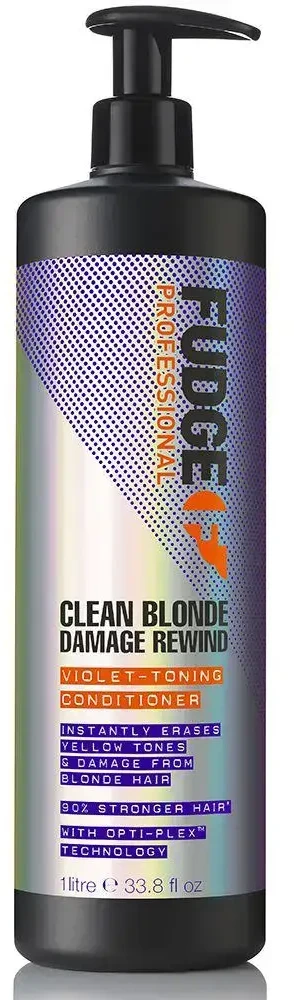 Fudge Professional Clean Skirtas šviesiems plaukams Damage Rewind Violet-Toning Conditioner kondicionierius pažeistiems šviesiems plaukams, 1000 ml