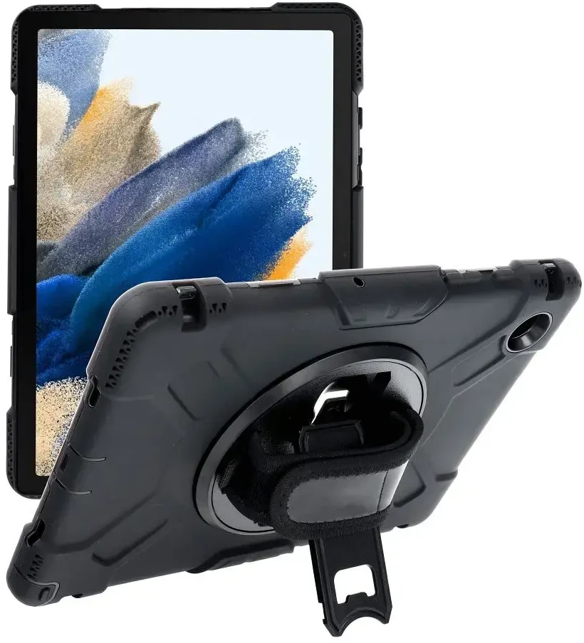 „Fusion Accessories“ 360 laipsnių pasukimo planšetinio kompiuterio dėklas „Galaxy Tab A8“ juodas