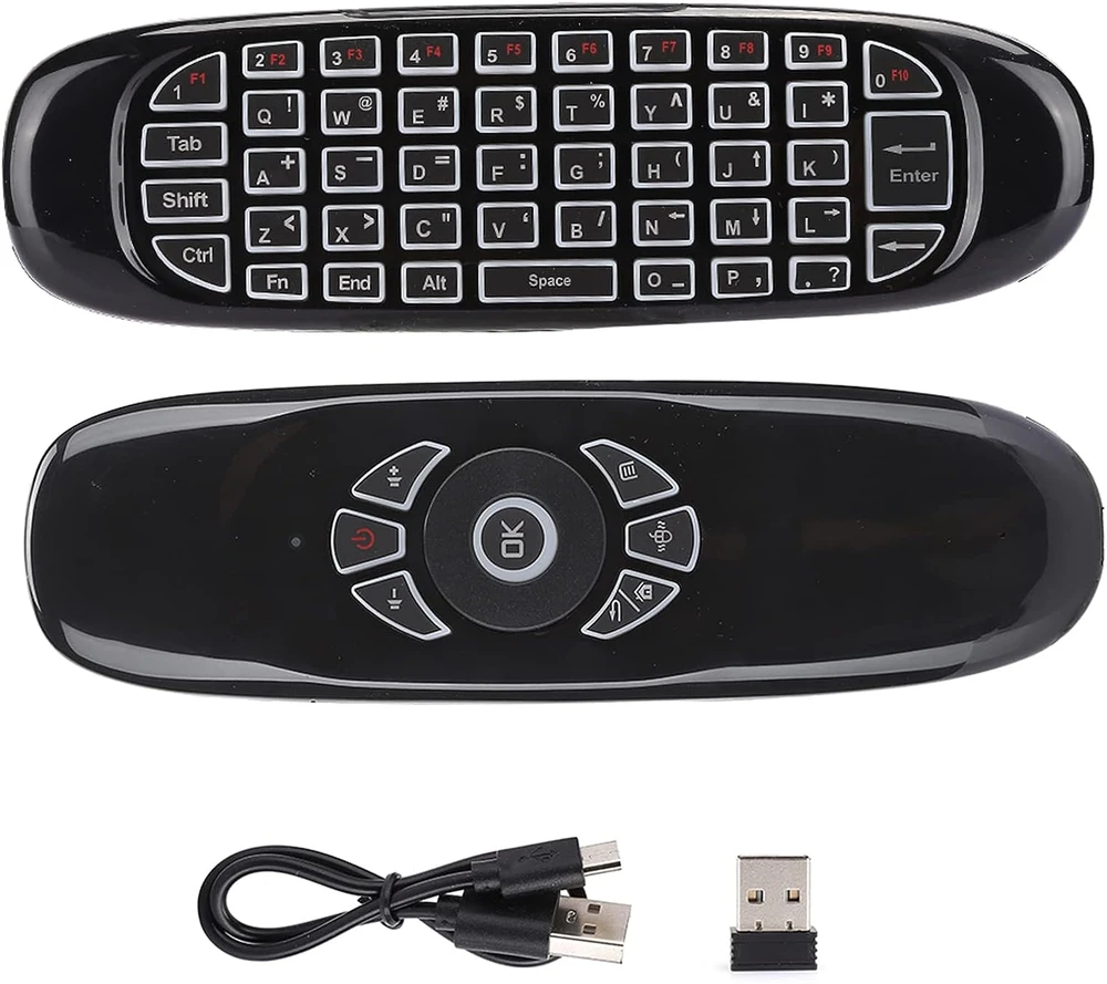 Fusion Accessories "Fusion C120" universalus nuotolinio valdymo pultas su giroskopu ir klaviatūra, skirtas "Smart TV" | "Android" | kompiuteriui