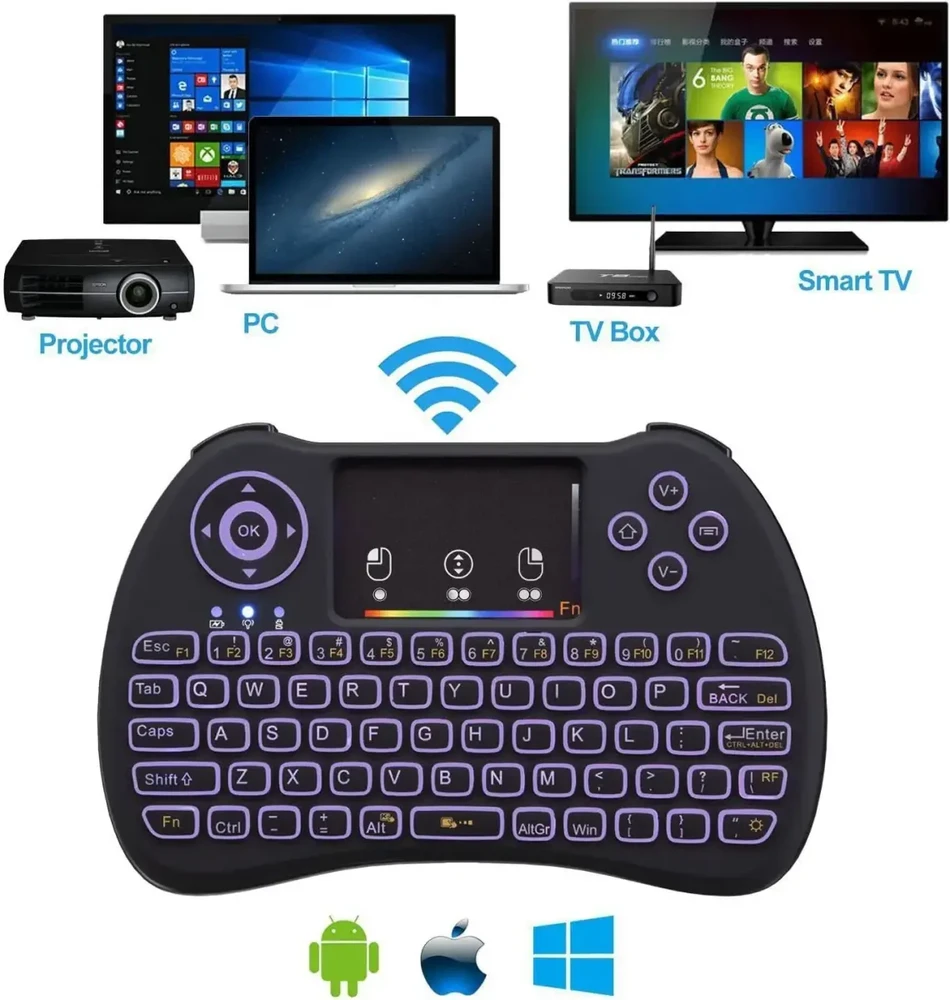Fusion Accessories Fusion compact Belaidė klaviatūra su jutikliniu kilimėliu and colorful backlit for Android | iOS | TV | PC