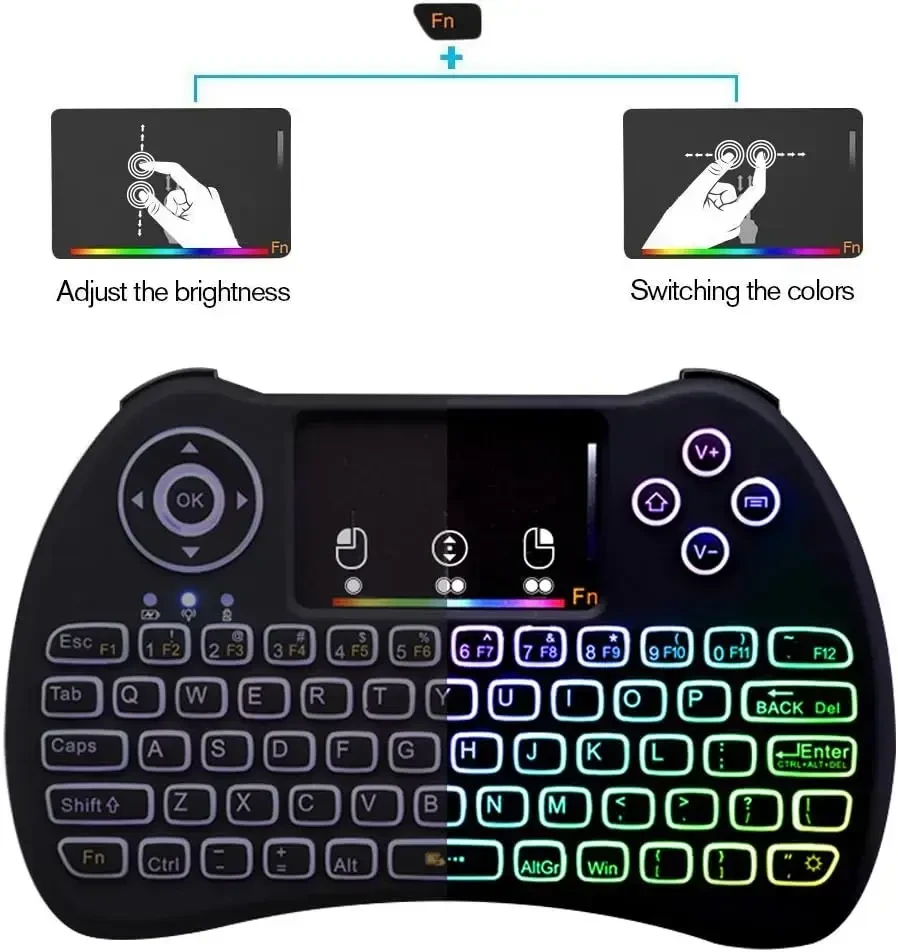 Fusion Accessories Fusion compact Belaidė klaviatūra su jutikliniu kilimėliu and colorful backlit for Android | iOS | TV | PC