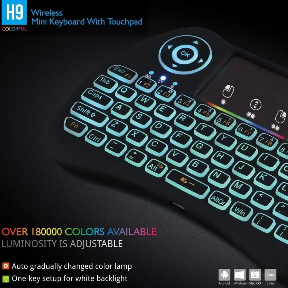 Fusion Accessories Fusion compact Belaidė klaviatūra su jutikliniu kilimėliu and colorful backlit for Android | iOS | TV | PC
