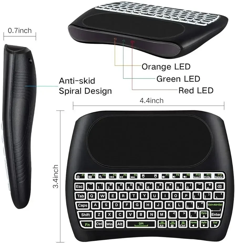 „Fusion Accessories“ belaidė mini klaviatūra „Fusion D8“, skirta asmeniniams kompiuteriams, PS4, XBOX, išmaniesiems televizoriams, „Android“ ir juodam jutikliniam skydeliui (su RGB foniniu apšvietimu).