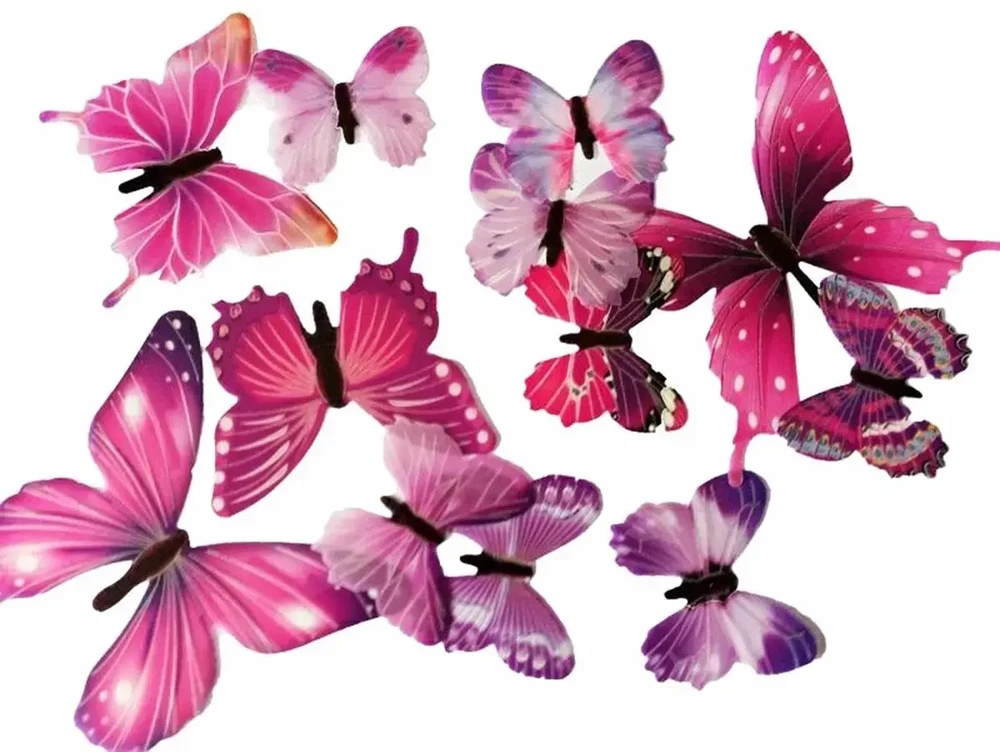 Fusion Accessories Fusion fluorescenciniai lipdukai miegamajam "Butterfly" 12 vnt (rožinis)