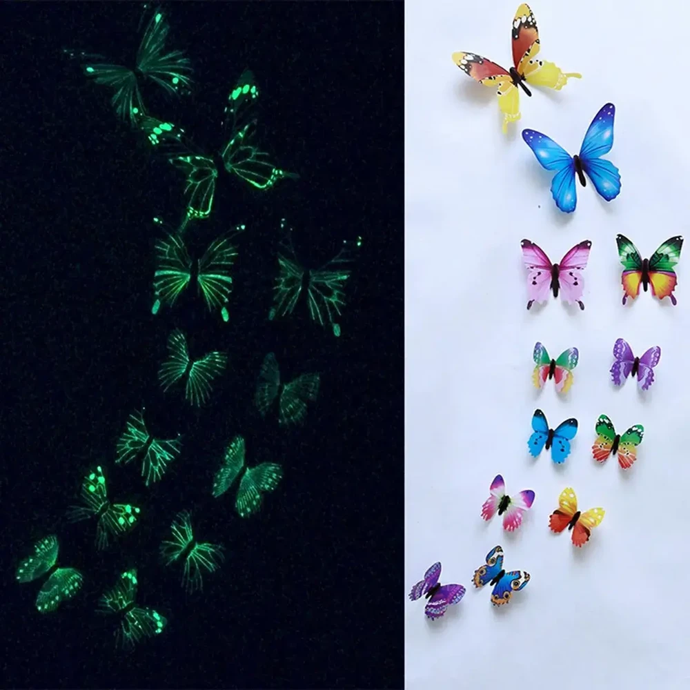 Fusion Accessories Fusion fluorescenciniai lipdukai miegamajam "Butterfly" 12 vnt (mix)