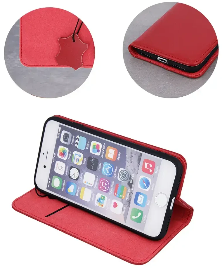 Fusion Accessories „Natūralios odos dėklas Xiaomi Redmi 12C Raudona“