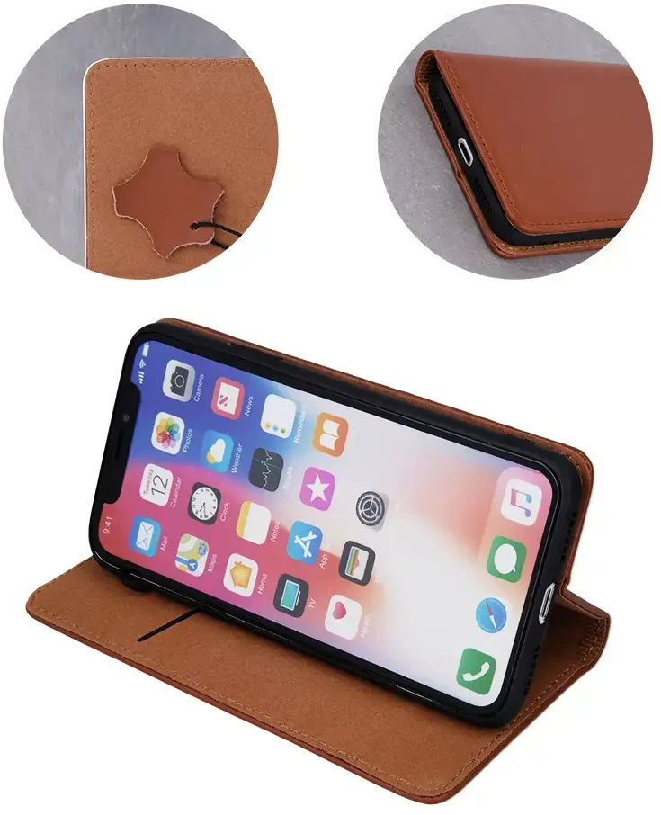 „Fusion Accessories“ „Fusion“ natūralios odos dėklas, skirtas „Xiaomi Redmi 12C“ ruda
