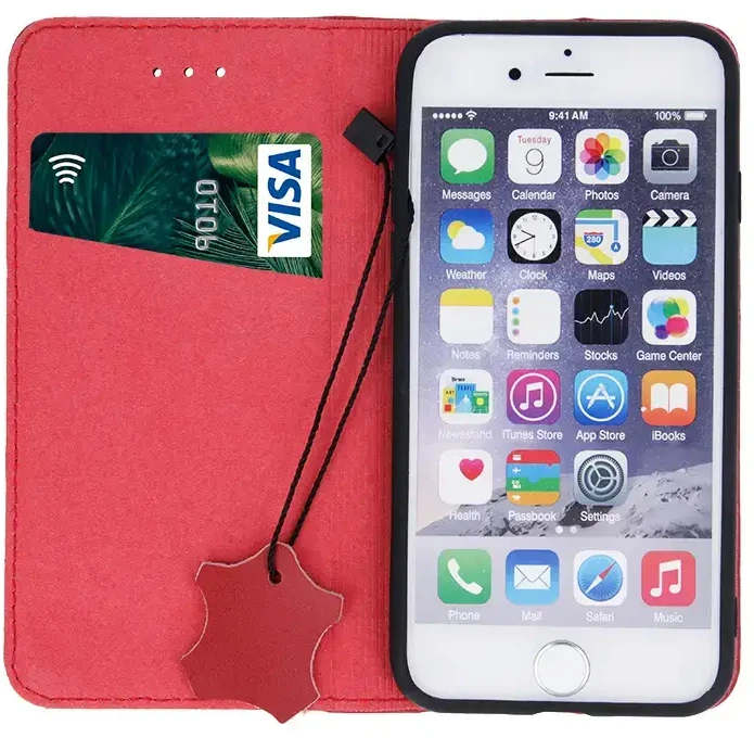 Fusion Accessories „Natūralios odos dėklas Xiaomi Redmi 12C Raudona“