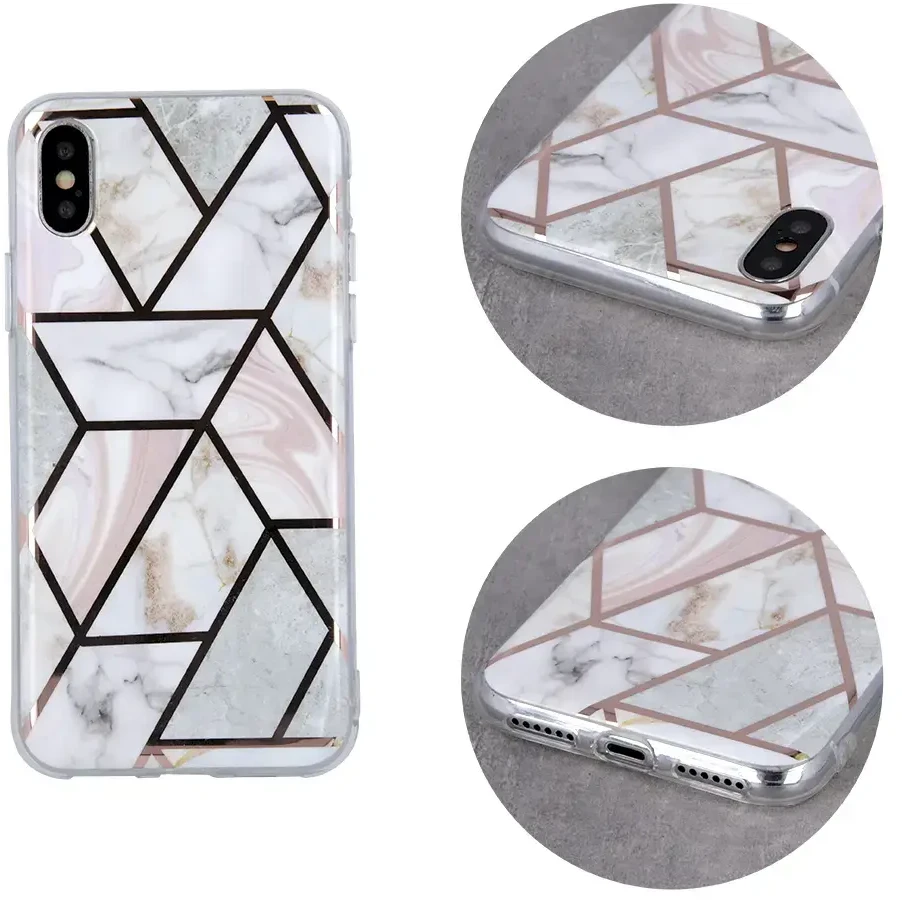 „Fusion Accessories“ „Fusion“ geometrinis marmurinis telefono dėklas, skirtas „iPhone 11 Pro“, rožinis