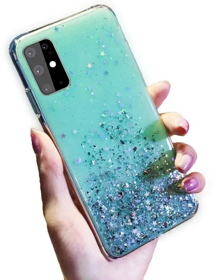Fusion Accessories "Glue Glitter Silikoninis dėklas iPhone 13 Pro Max" Žalias
