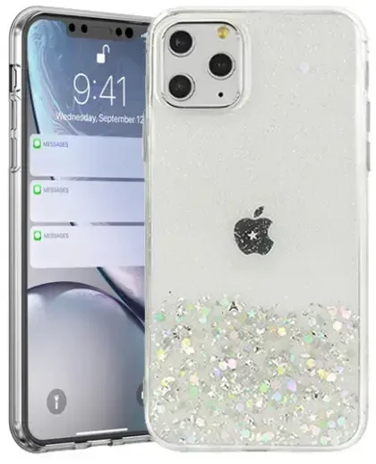 Fusion Accessories Fusion glue glitter silikoninis dėklas skirtas Apple iPhone 13 Pro Max skaidrus