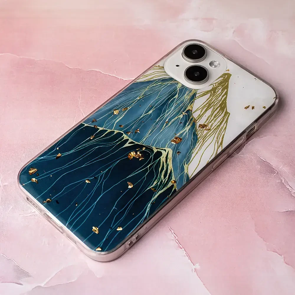 „Fusion Accessories“ „Fusion Gold Glam“ silikoninis telefono dėklas, skirtas „Samsung Galaxy A55 5G“ (A556), daugiaspalvis (kalnų spalvos)