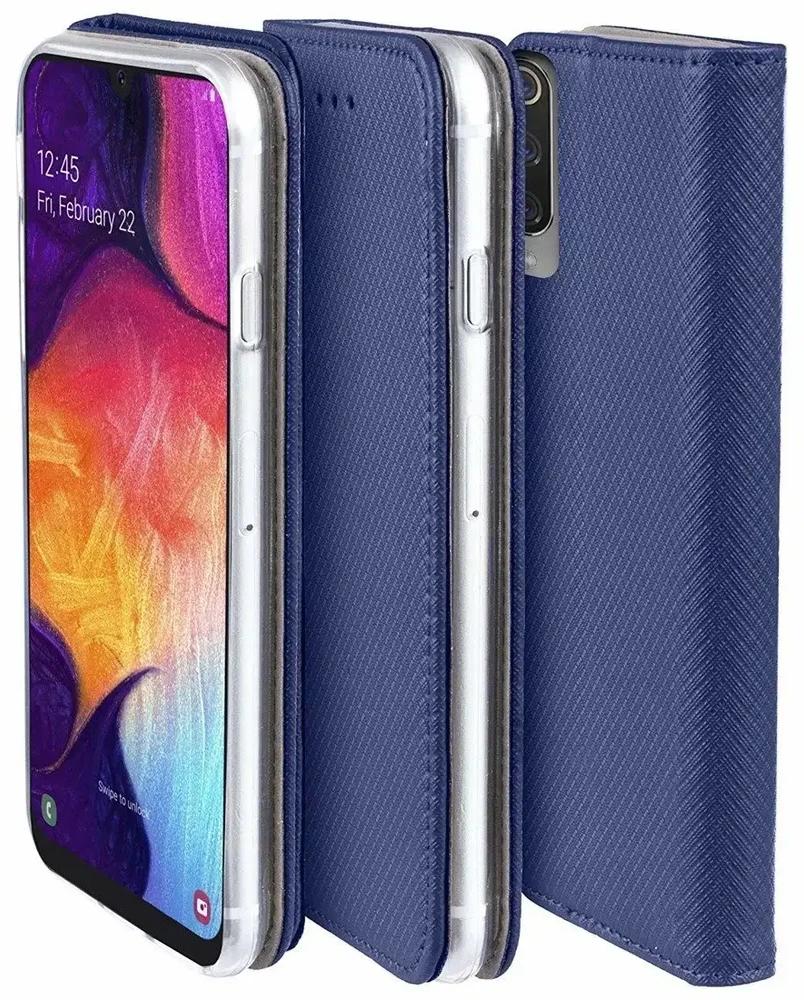 „Fusion Accessories“ magnetinis, knygelės tipo telefono dėklas „Fusion“, skirtas „Samsung Galaxy A24 4G“ (A245) mėlynas