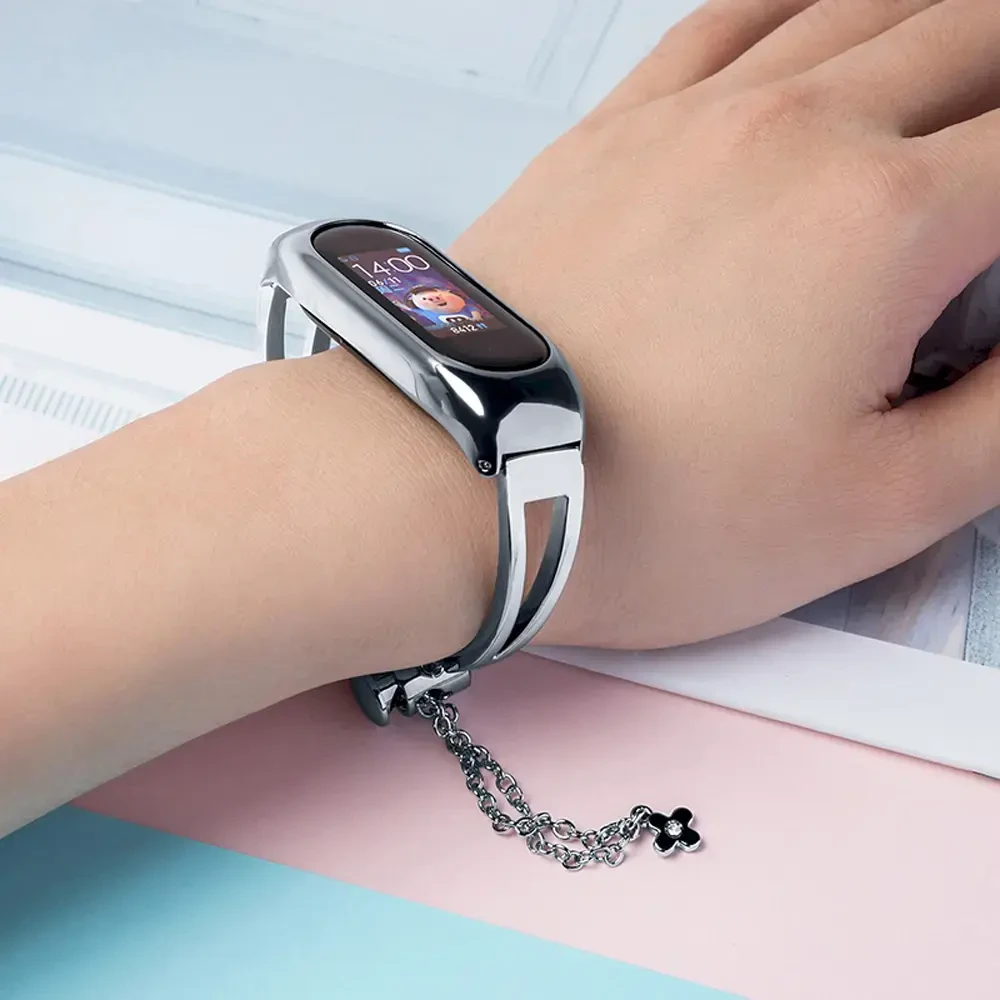 Fusion Accessories Xiaomi Mi Band 3/4/5/6 Sidabrinis Metal Bracelet