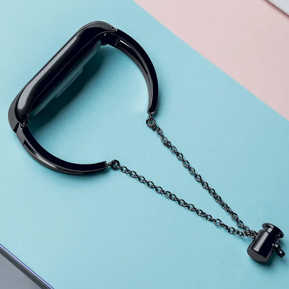 Fusion Accessories Metal Bracelet smartwatch strap for Xiaomi Mi Band 3/4/5/6 | Nerūdijantis plienas | juodas