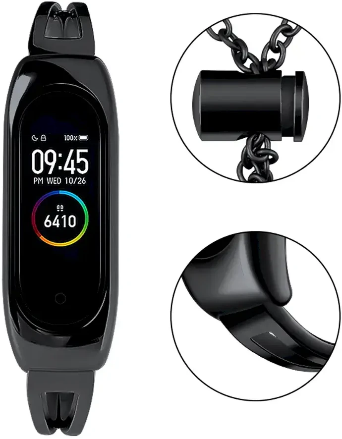 Fusion Accessories Metal Bracelet smartwatch strap for Xiaomi Mi Band 3/4/5/6 | Nerūdijantis plienas | juodas