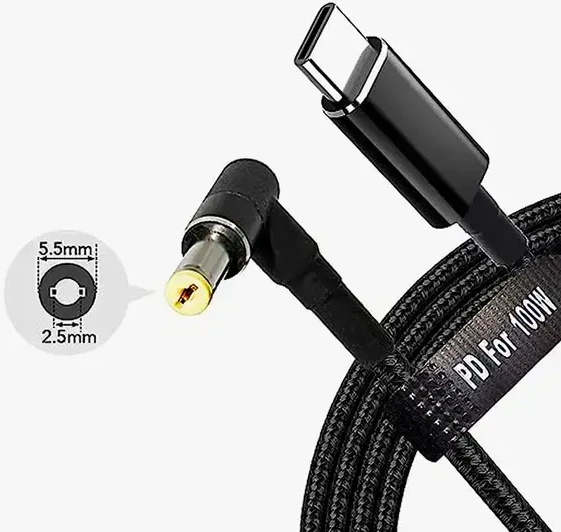 Fusion Accessories USB laidas Asus USB-C -> 5.5 x 2.5 mm | 18.5V-20V | 100W | 1.8 m