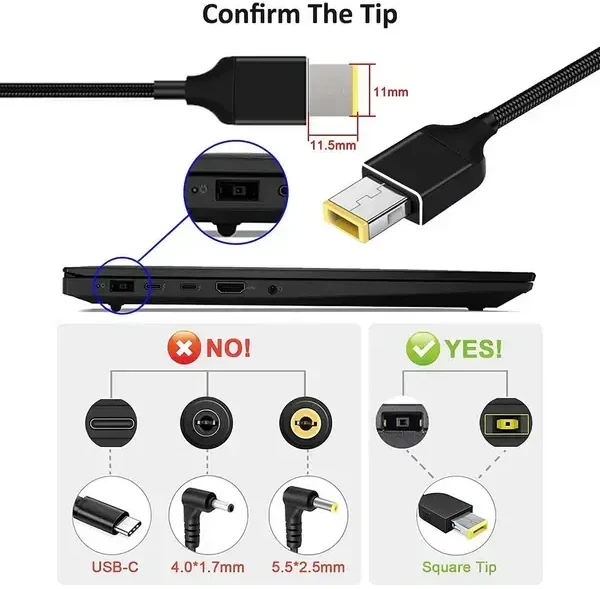 Fusion Accessories Kabelis USB PNY USB-C - Lenovo SquarePin 18 5V-20V 100W 1,8m