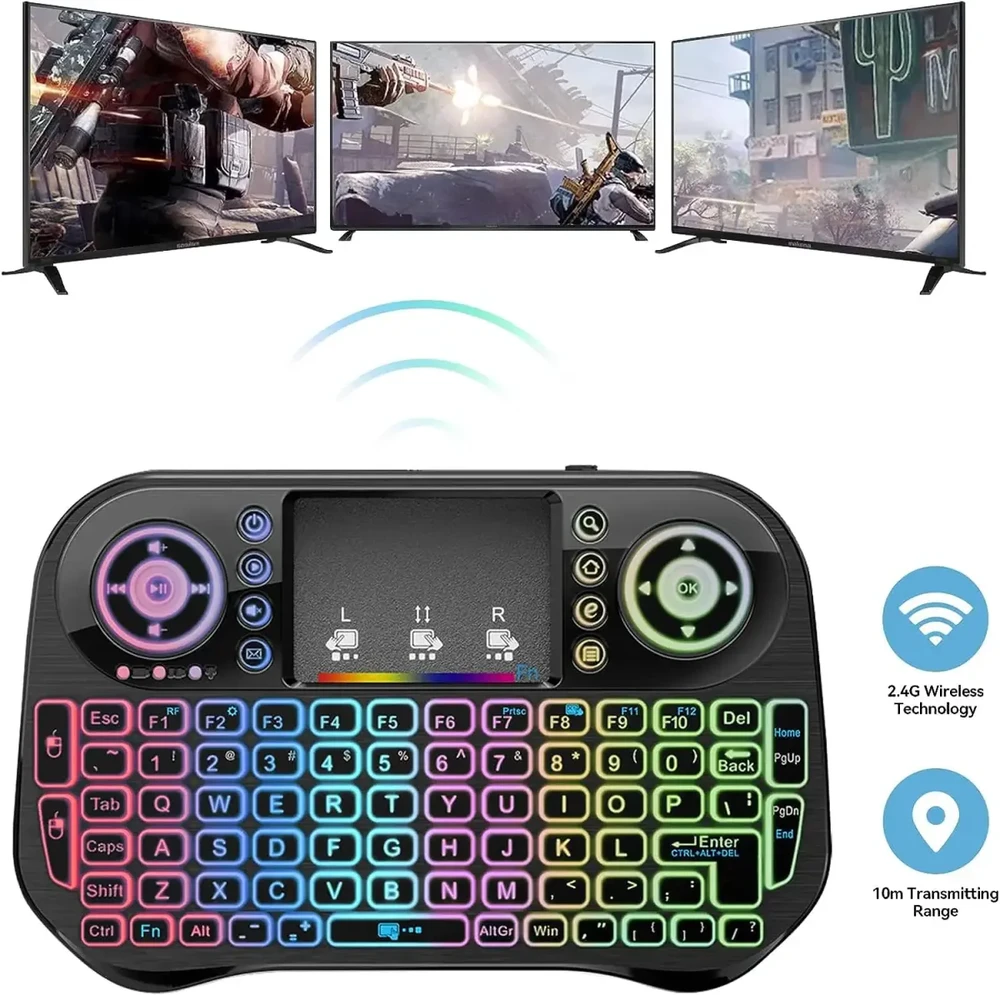 Fusion Accessories Fusion Rainbow compact Belaidė klaviatūra su jutikliniu kilimėliu and colorful backlit for Android | iOS | TV | PC