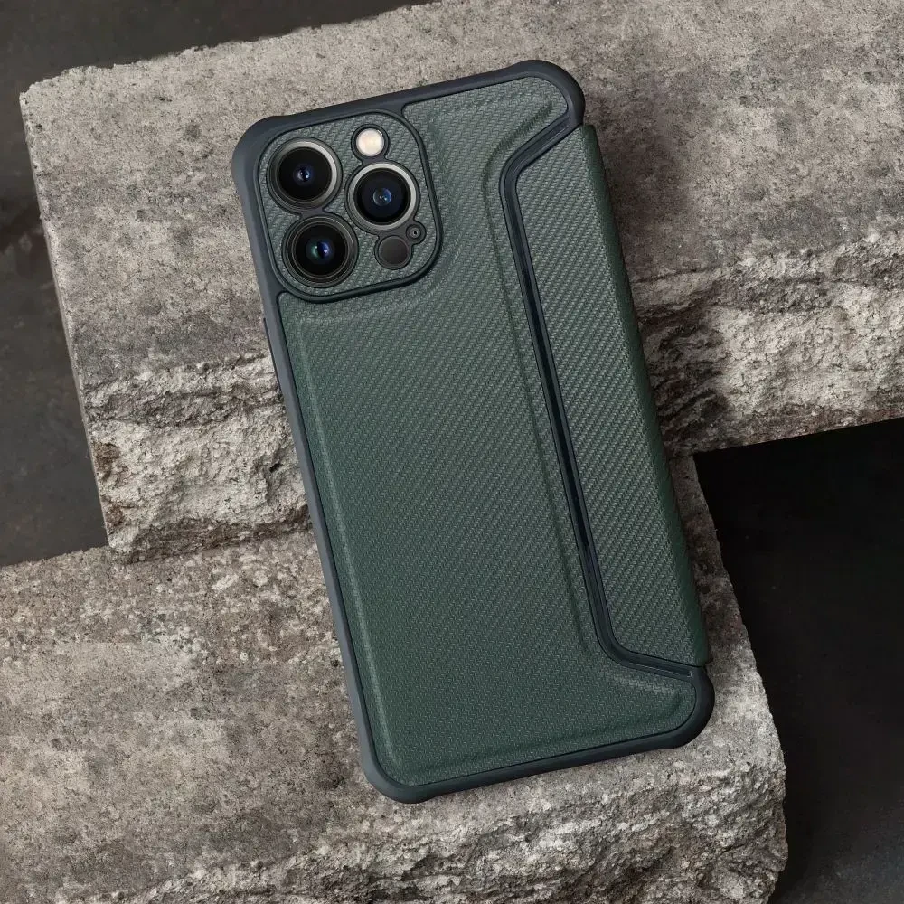 „Fusion Accessories“ „Fusion Razor Book“ dėklas, skirtas „Xiaomi Redmi Note 12 Pro+“, tamsiai žalias