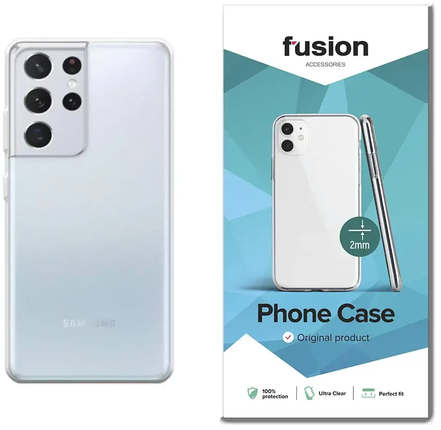 Fusion Accessories Fusion ultra clear series 2 mm silikoninis dėklas skirtas Samsung G998 Galaxy S21 Ultra 5G skaidrus (EU Blister)